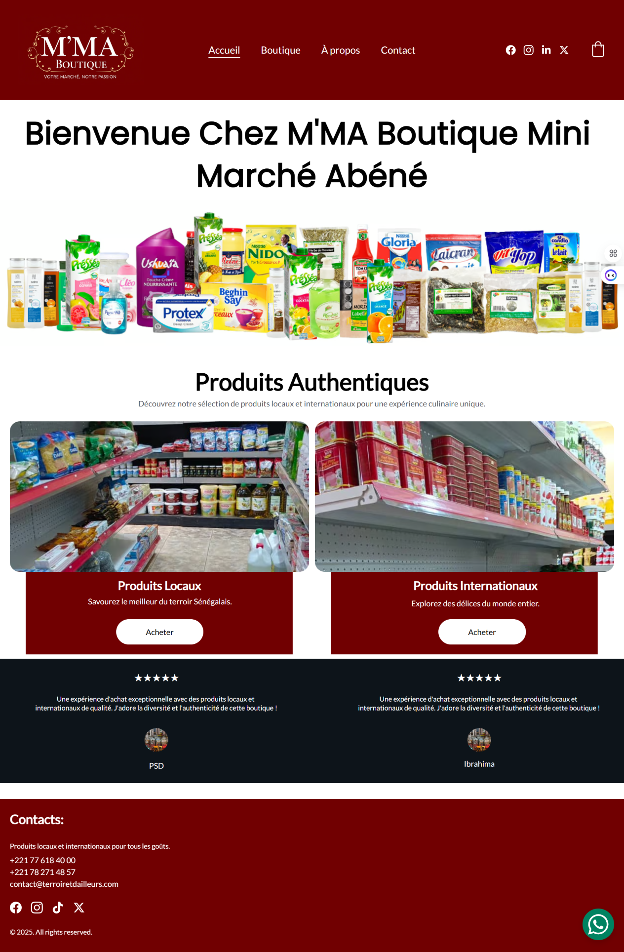 Capture du site M'MA Store